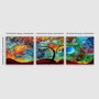 Wallity Conjunto de 3 Pinturas Decorativas en Lienzo Multicolor